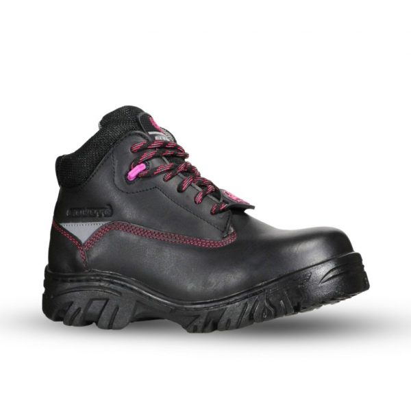 Bota Industrial Dieléctrica Estilo 945 Negro-Fiusha Con Casco de Policarbonato