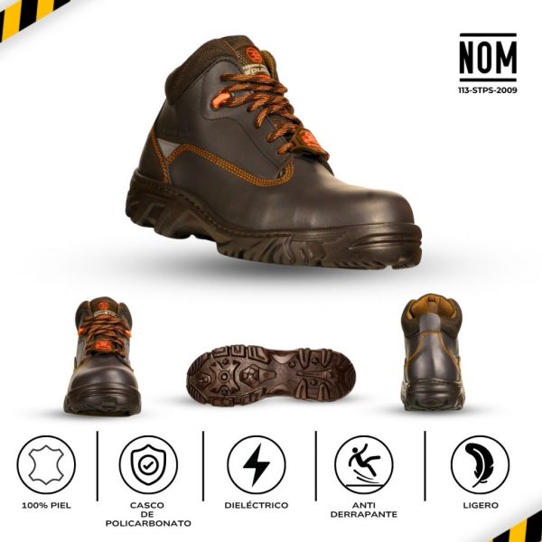 Bota Industrial Dieléctrica 945 Café-Naranja Con Casquillo de Policarbonato