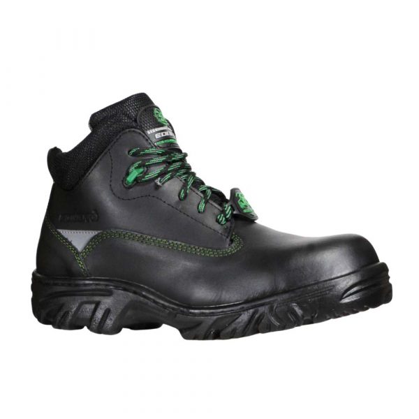 Bota Industrial Dieléctrica Estilo 945 Negro-Verde Con Casco de Policarbonato