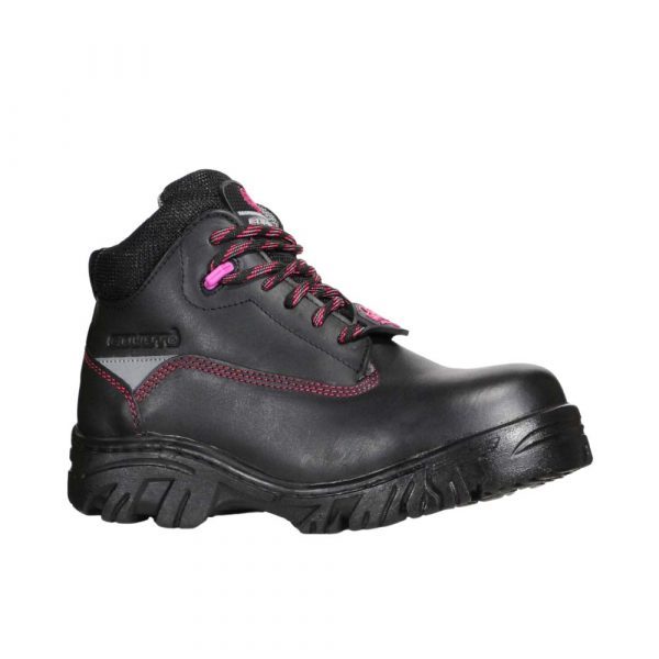 Bota Industrial Dieléctrica Estilo 945 Negro-Fiusha Con Casco de Policarbonato