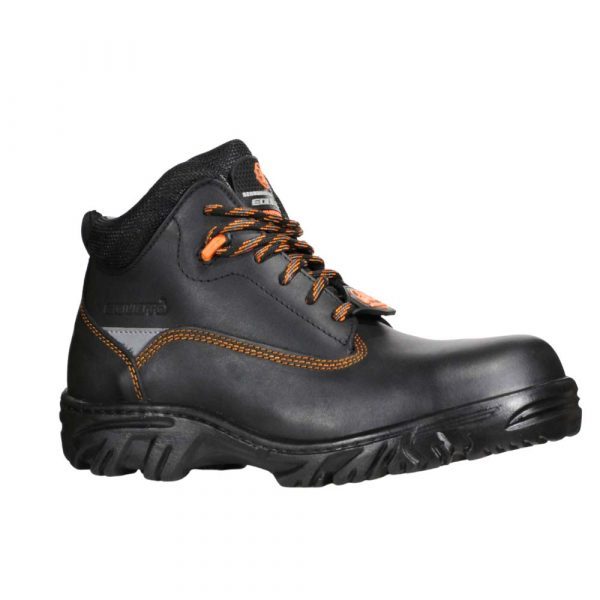 Bota Industrial Dieléctrica Estilo 945 Negro-Naranja Con Casco de Policarbonato