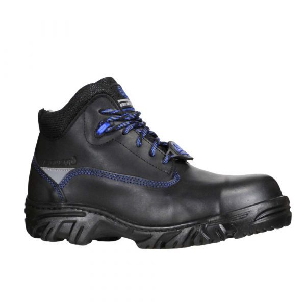 Bota Industrial Dieléctrica Estilo 945 Negro-Azul Con Casco de Policarbonato