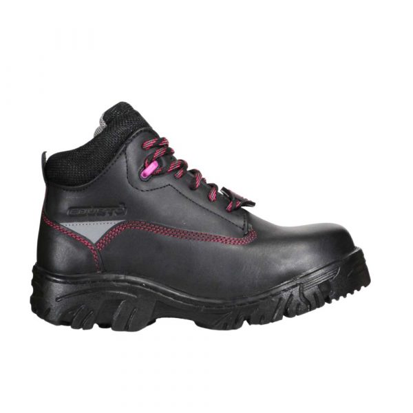 Bota Industrial Dieléctrica Estilo 945 Negro-Fiusha Con Casco de Policarbonato